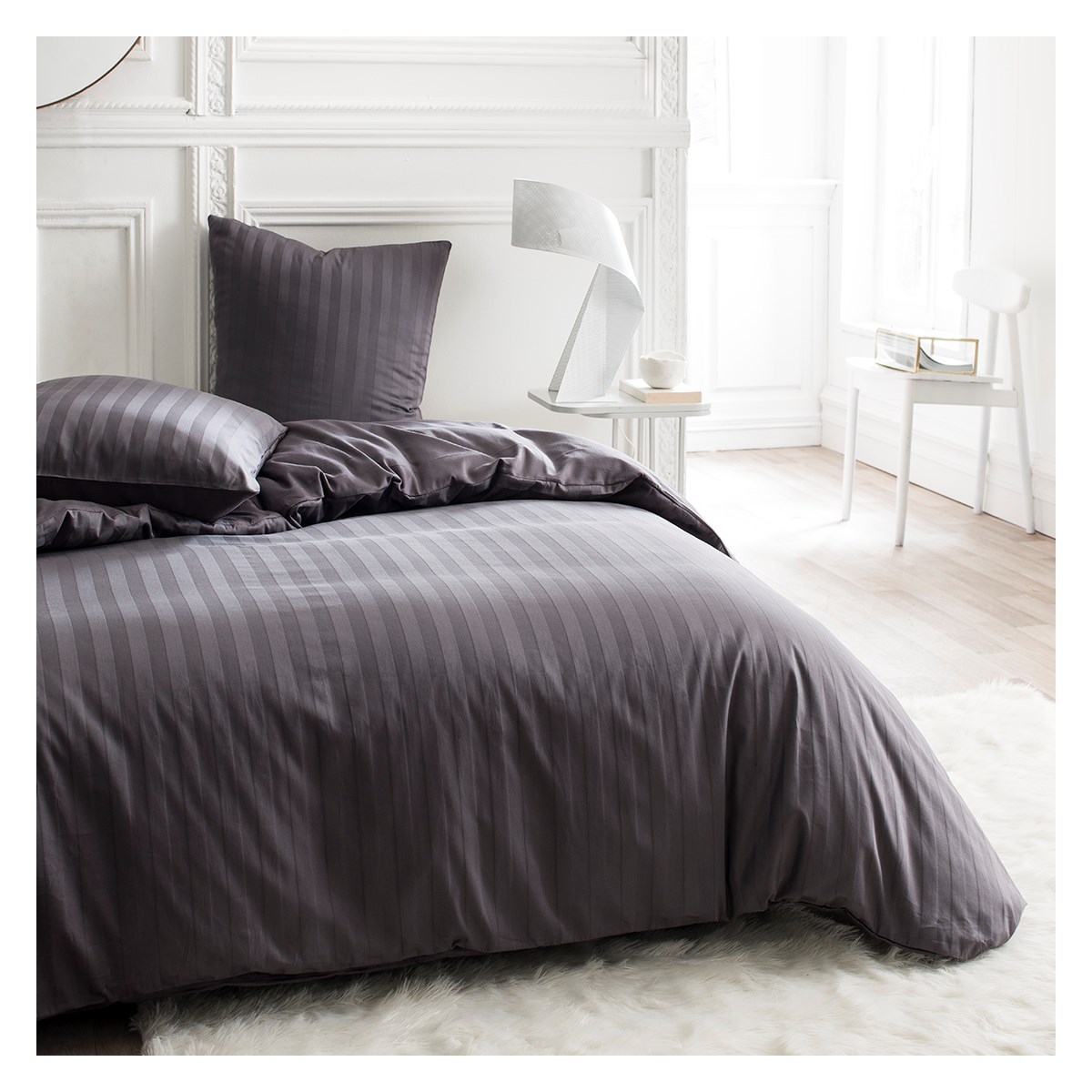 Parure de housse de couette coton gris foncé 240x260 cm Parure de housse de couette coton gris foncé 240x260 cm