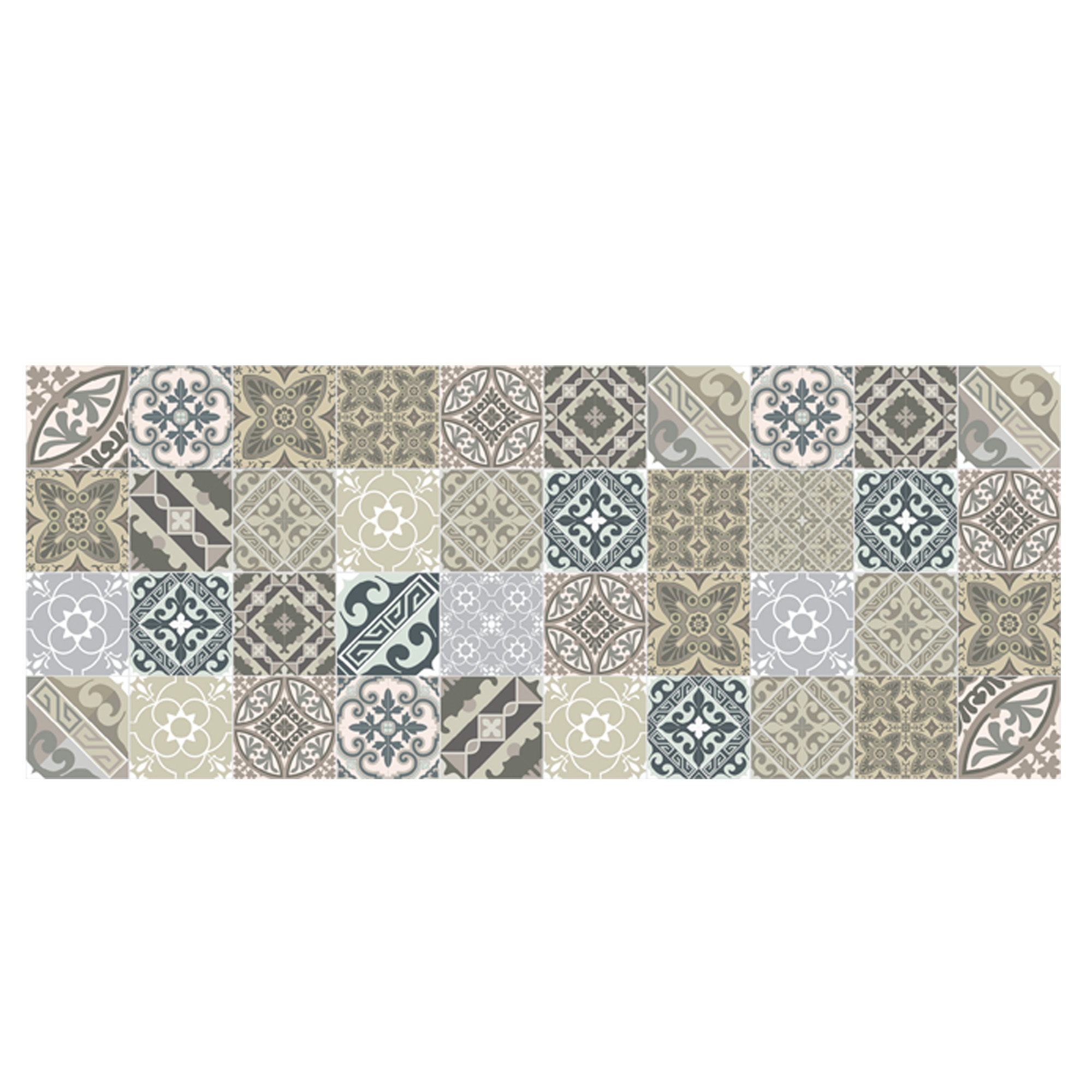 Crédence adhésive en vinyle imprimé carreaux ciment beige 40x100 cm (photo) Crédence adhésive en vinyle imprimé carreaux ciment beige 40x100 cm