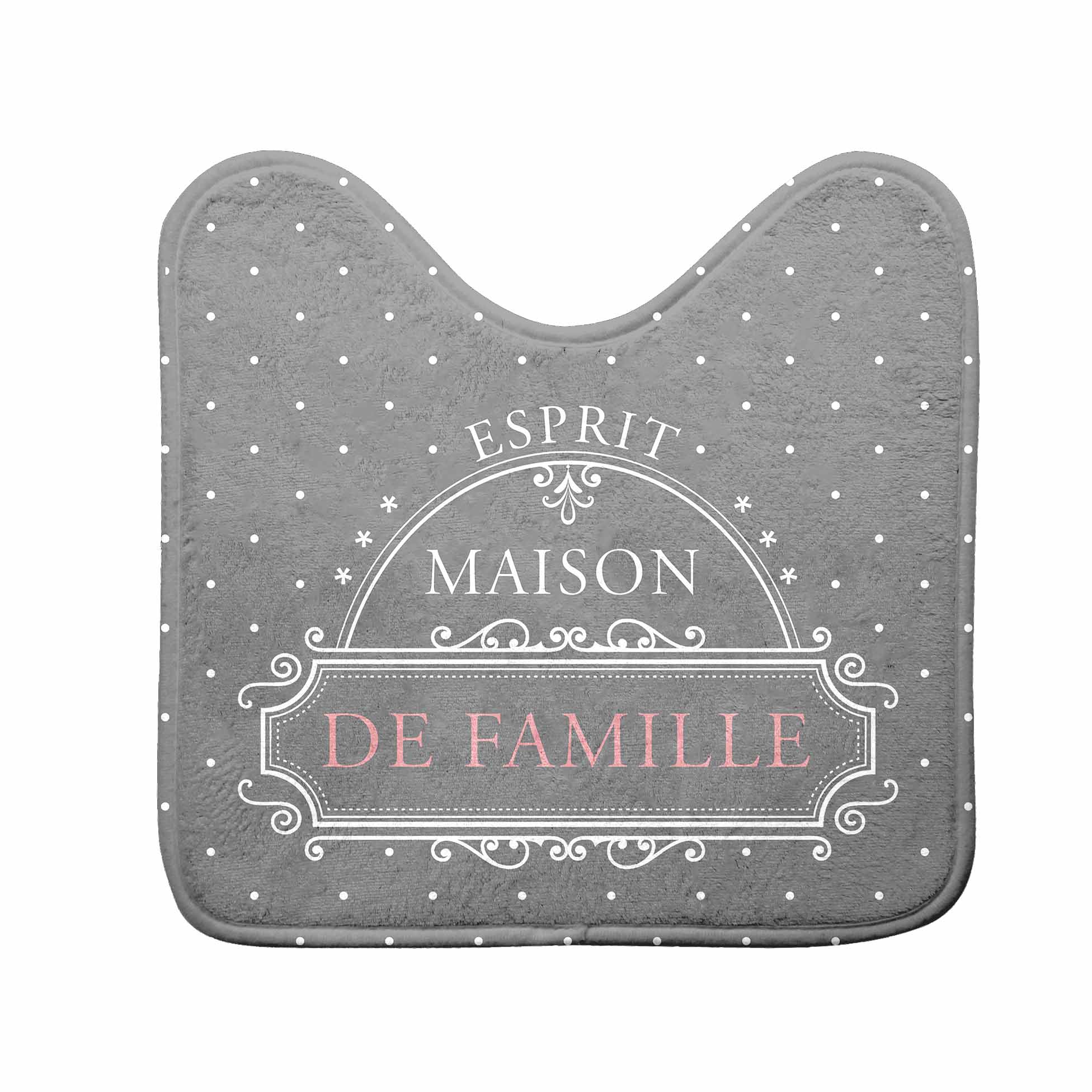 Contour wc imprimé maison de famille microfibre gris 45x45 (photo) Contour wc imprimé maison de famille microfibre gris 45x45