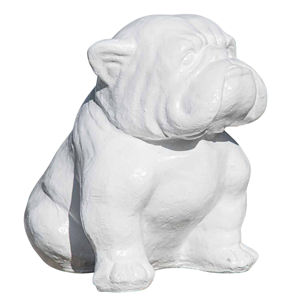 Statue chien bouledogue blanc H40cm