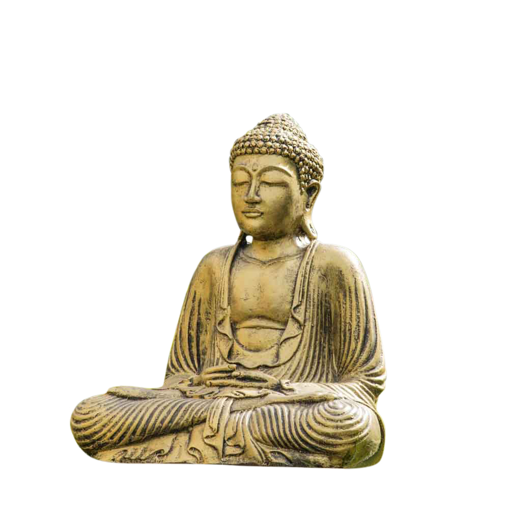 Statue Bouddha assis position offrande doré H42 cm