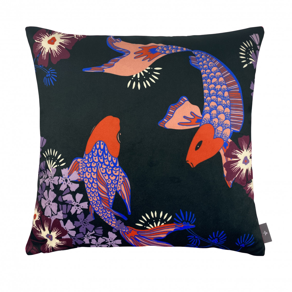 Coussin imprimé les poissons koï made in france violet 47x47 Coussin imprimé les poissons koï made in france violet 47x47