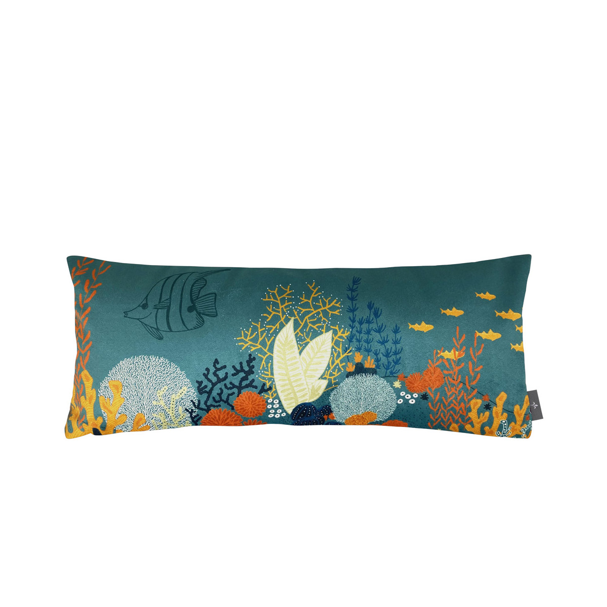 Coussin imprimé la jungle marine bleu 25x60 (photo) Coussin imprimé la jungle marine bleu 25x60