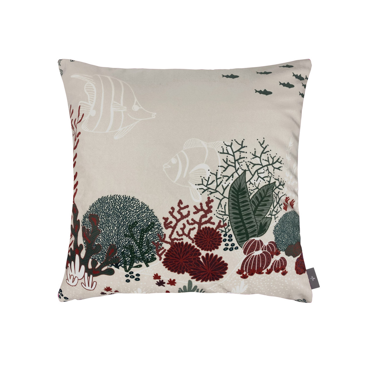 Coussin imprimé la jungle marine beige 47x47 (photo) Coussin imprimé la jungle marine beige 47x47