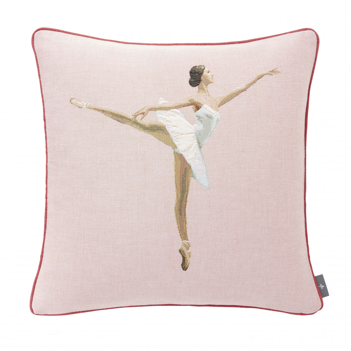 Coussin tapisserie danseuse pointe made in france rose   50x50