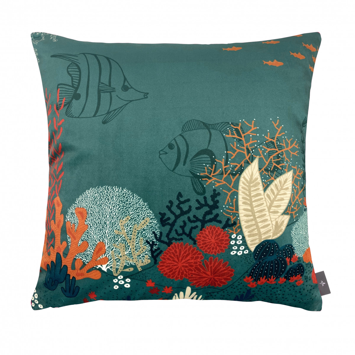 Coussin imprimé la jungle marine bleu 47x47 (photo) Coussin imprimé la jungle marine bleu 47x47