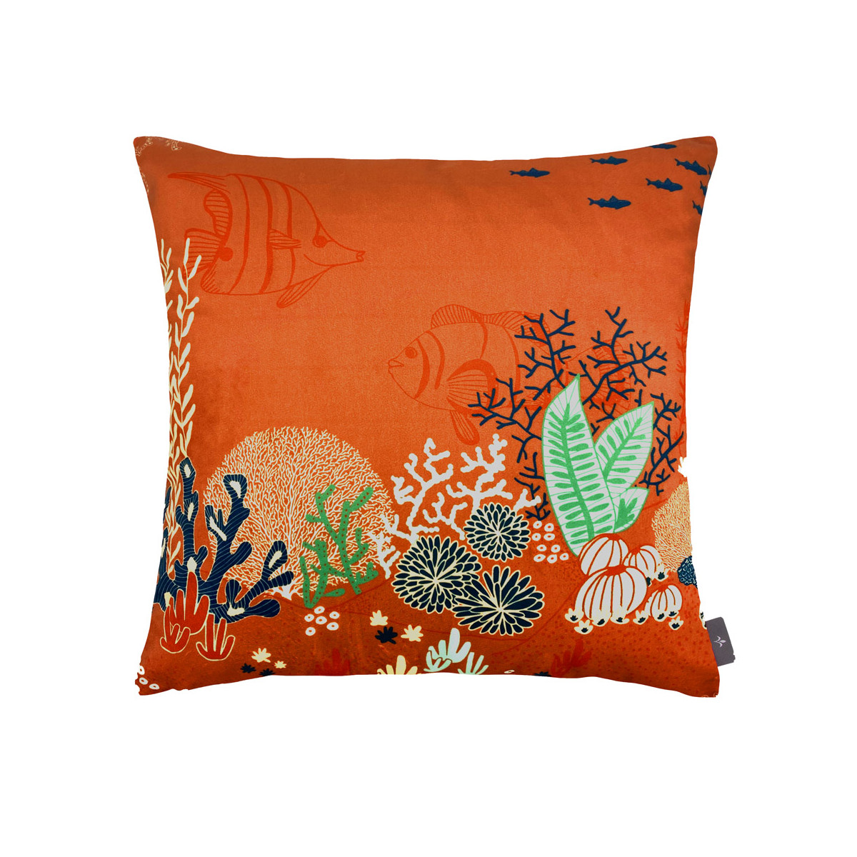 Coussin imprimé la jungle marine orange 47x47 (photo) Coussin imprimé la jungle marine orange 47x47