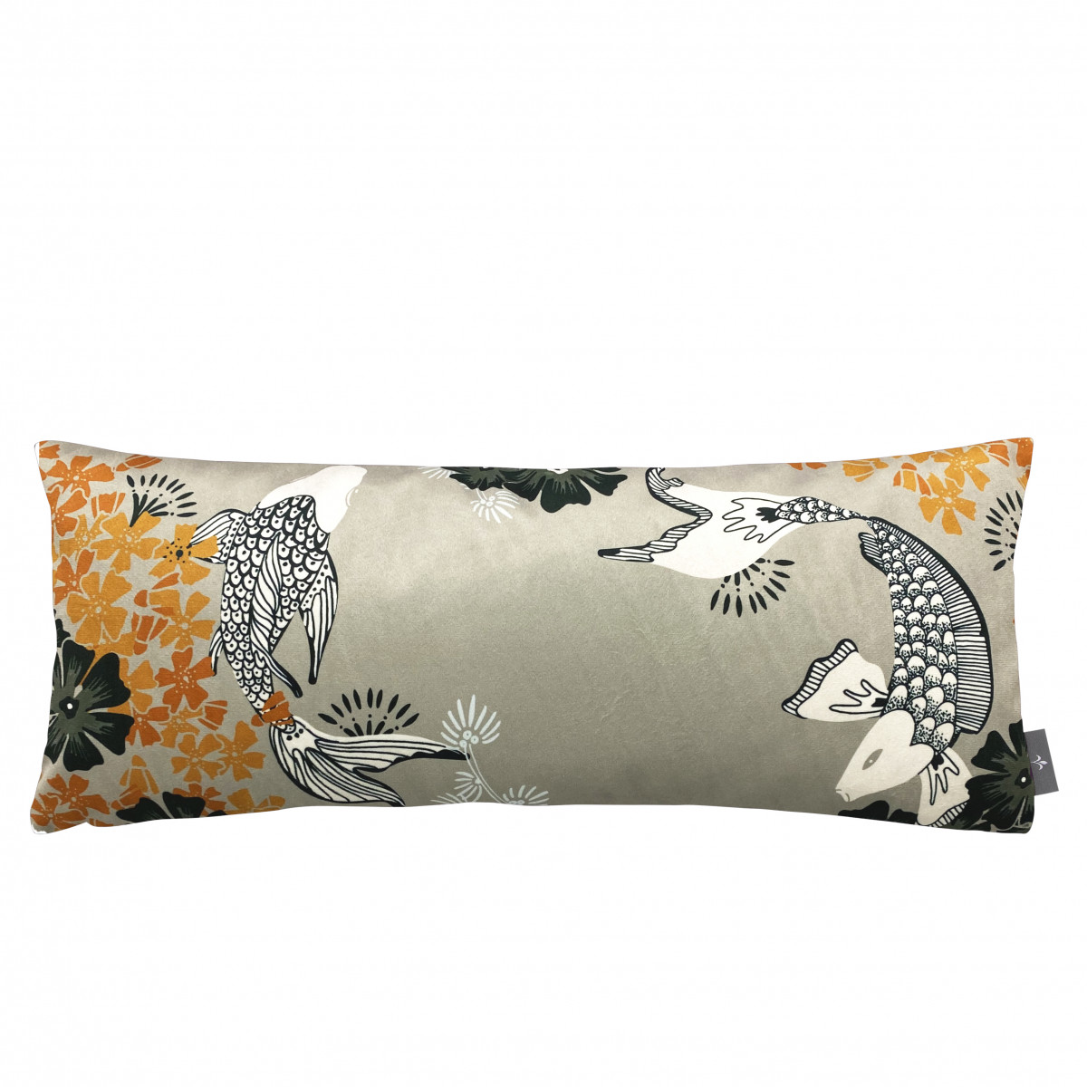 Coussin imprimé les poissons koï made in france gris 25x60 Coussin imprimé les poissons koï made in france gris 25x60