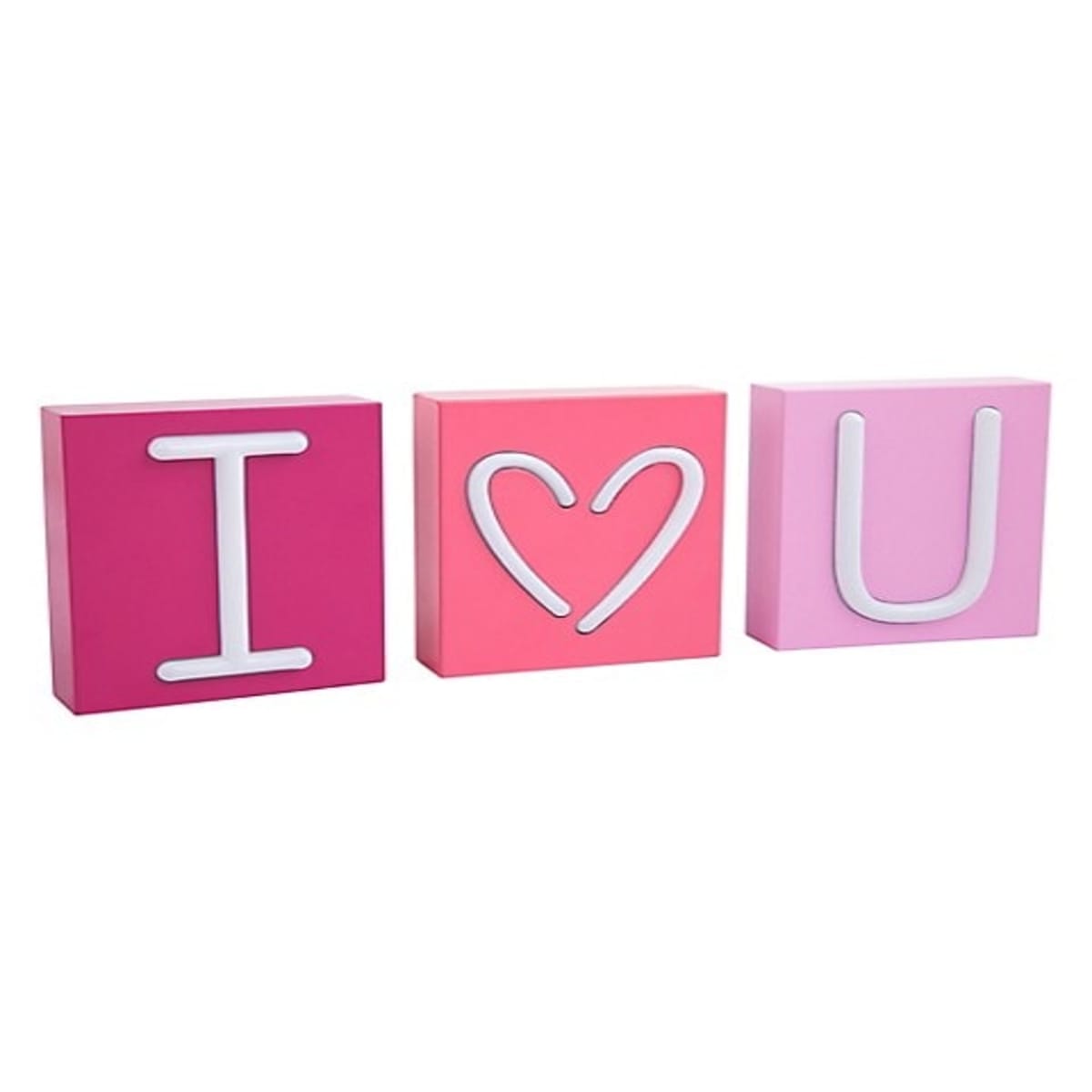 Ensemble 3 lampes LED multicolore I Love U (photo) Ensemble 3 lampes LED multicolore I Love U