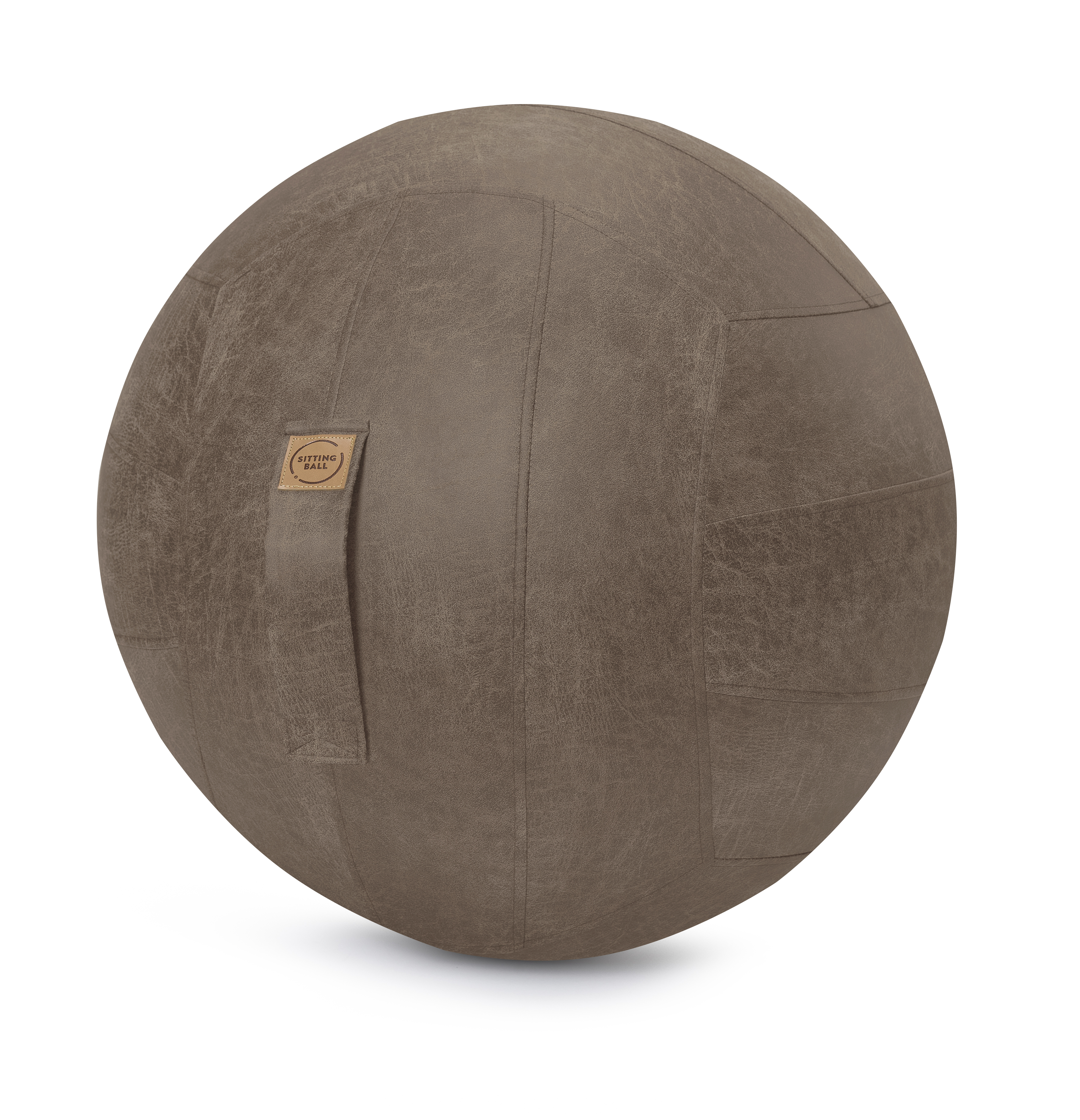 Balle d'assise design simili cuir marron avec poignée D65 Balle d'assise design simili cuir marron avec poignée D65
