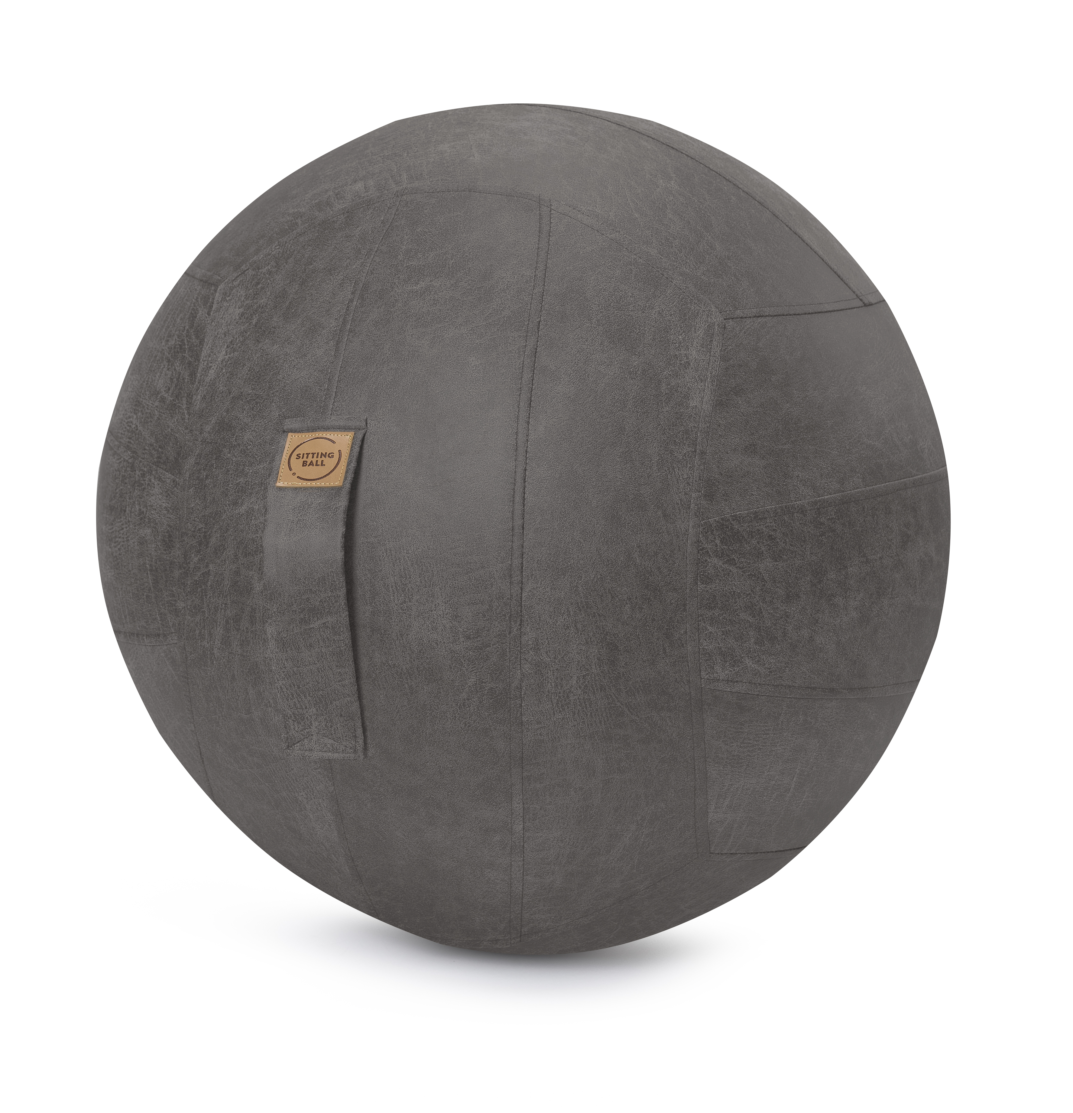 Balle d'assise design simili cuir anthracite avec poignée D65