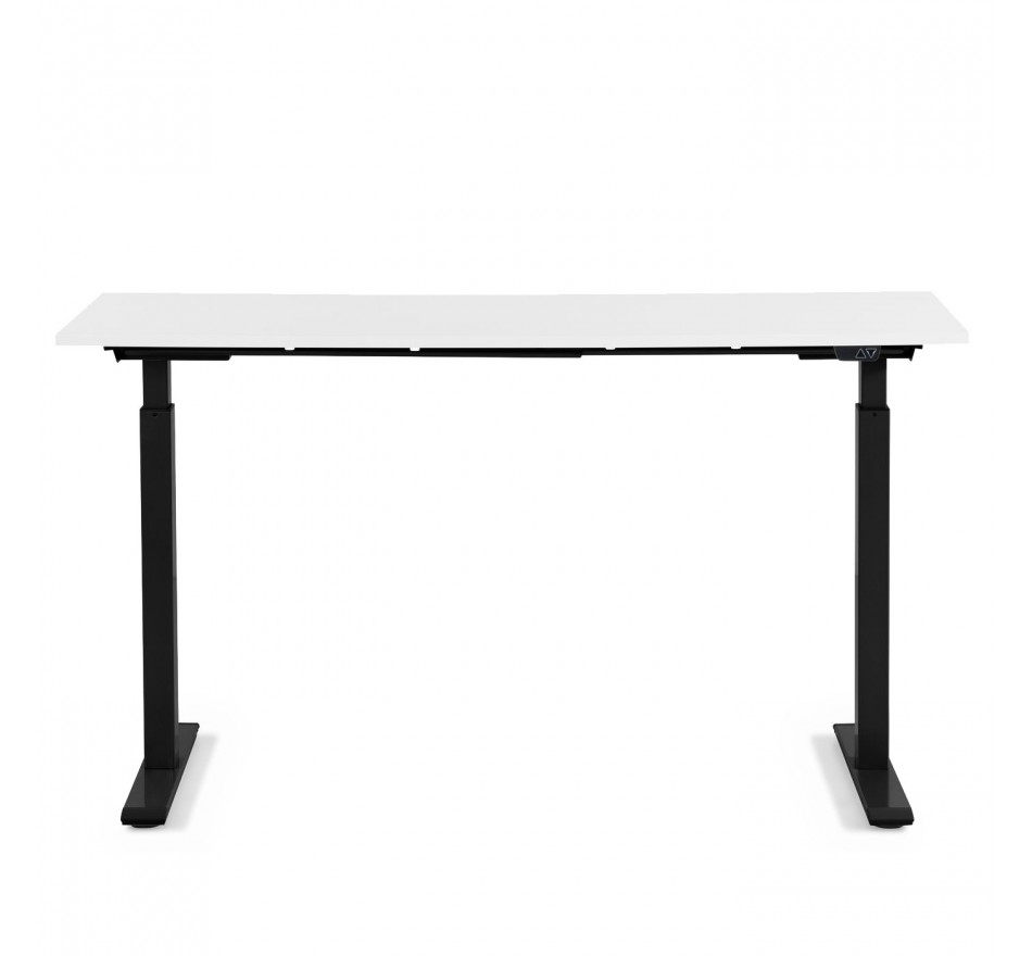 Bureau réglable assis-debout blanc et acier noir L160