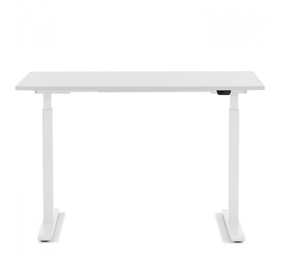 Bureau réglable assis-debout blanc et acier blanc L140