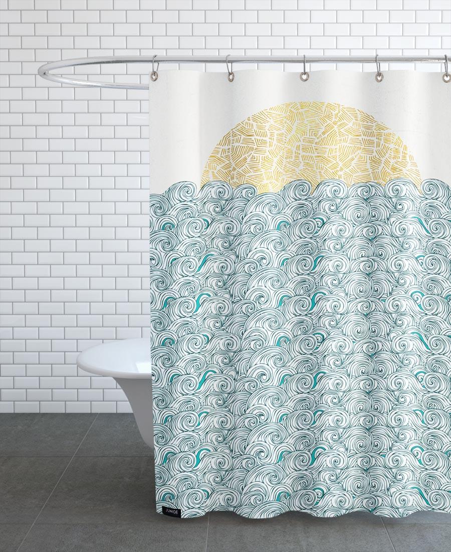 rideau de douche en polyester en blanc & jaune 150x200