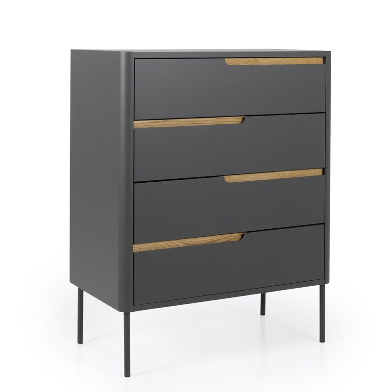 Commode design 4 tiroirs gris foncé