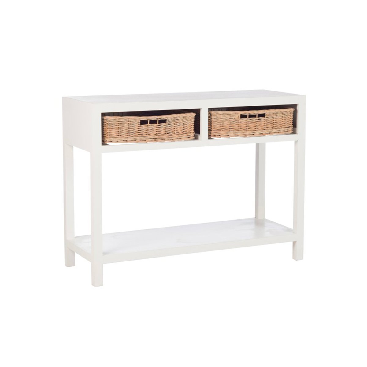 Console bohème en bois blanc avec tiroirs