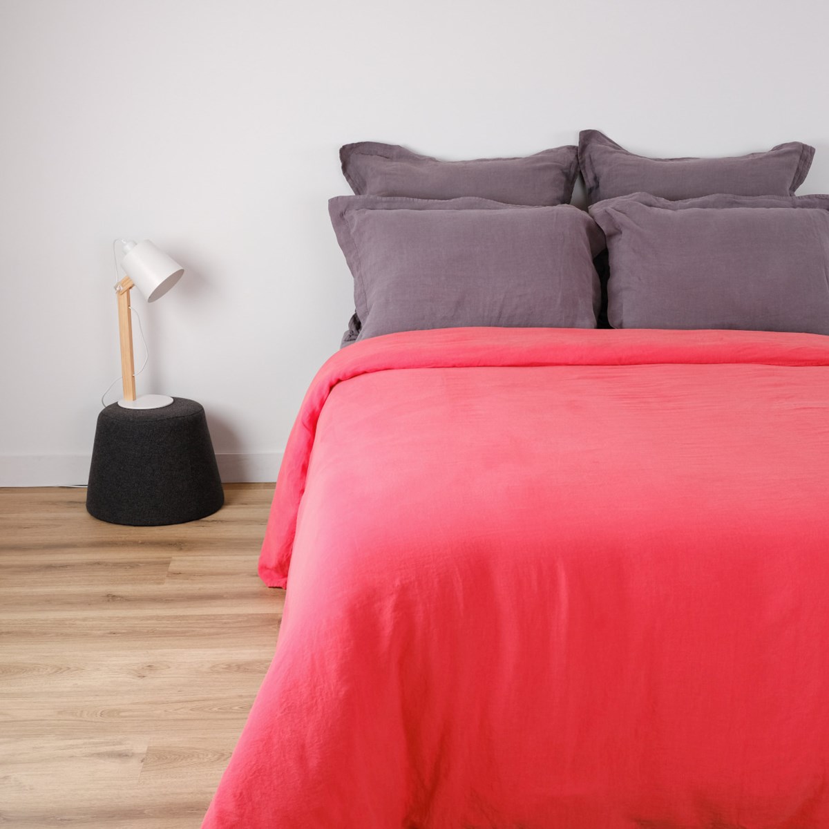 Housse de couette naturelle en lin rouge 160x200 cm Housse de couette naturelle en lin rouge 160x200 cm