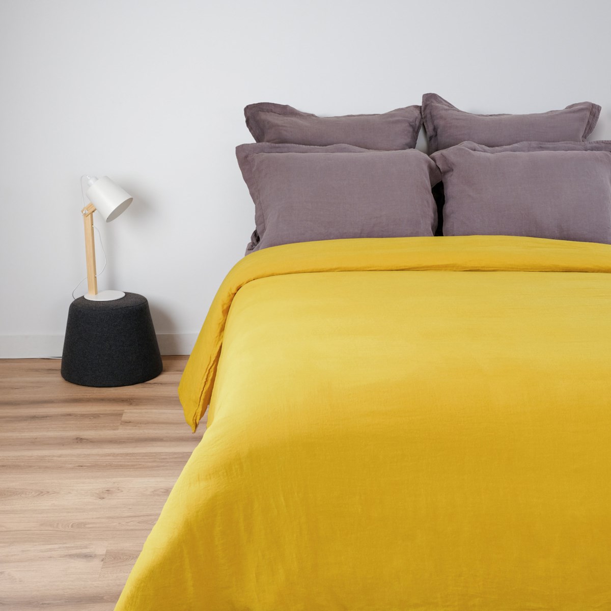 Housse de couette naturelle en lin jaune clair 160x200 cm Housse de couette naturelle en lin jaune clair 160x200 cm