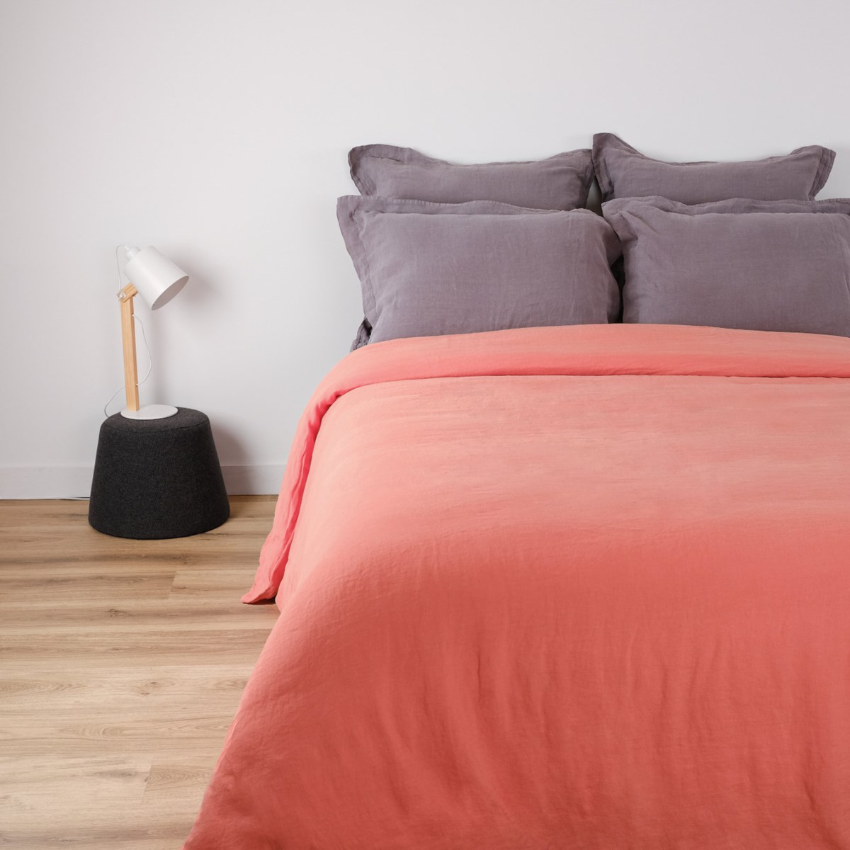 Housse de couette naturelle en lin saumon 240x260 cm Housse de couette naturelle en lin saumon 240x260 cm