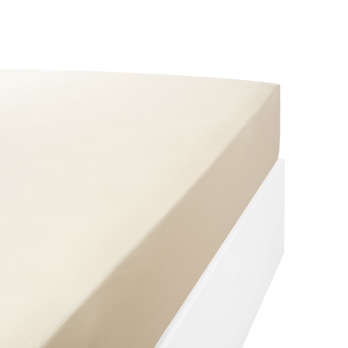 Drap housse uni 200 fils en de coton ivoire 80x200 cm Drap housse uni 200 fils en de coton ivoire 80x200 cm