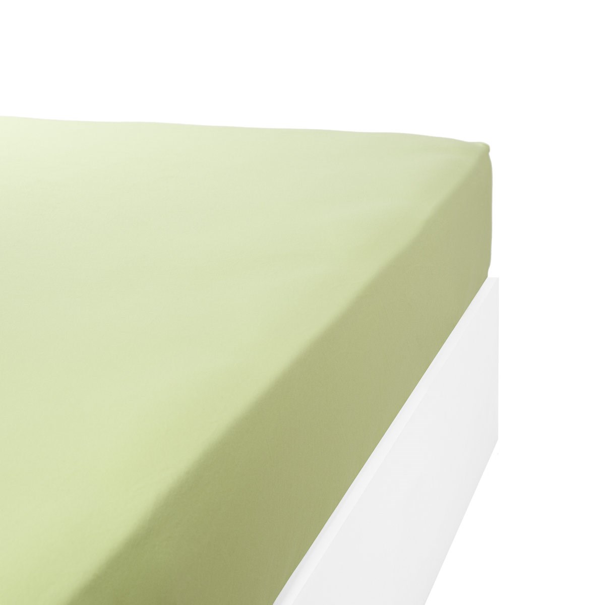 Drap housse jersey extensible en coton vert anis 80x200 cm Drap housse jersey extensible en coton vert anis 80x200 cm