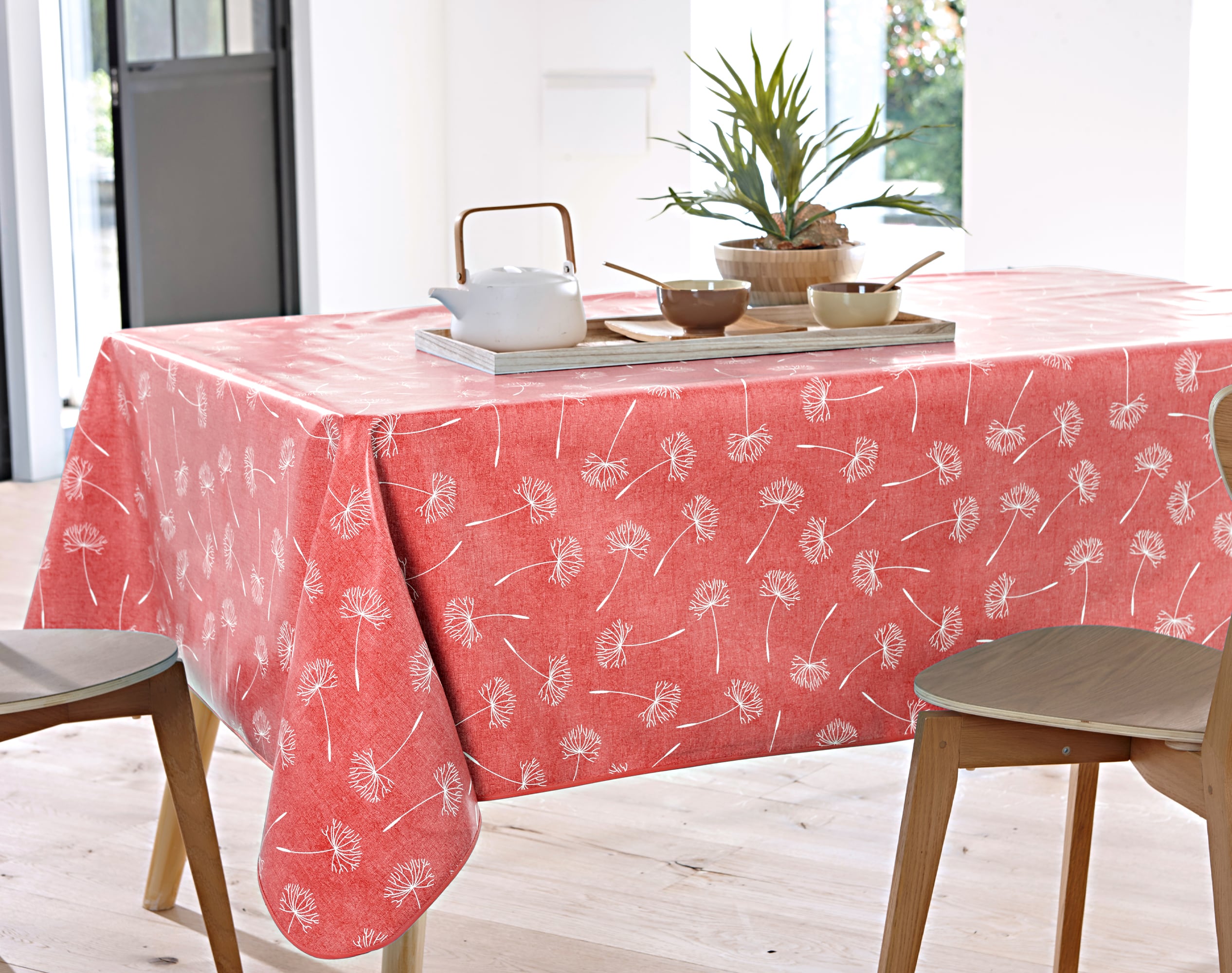 Nappe rectangulaire orange poterie en à motifs 138x250 Nappe rectangulaire orange poterie en à motifs 138x250