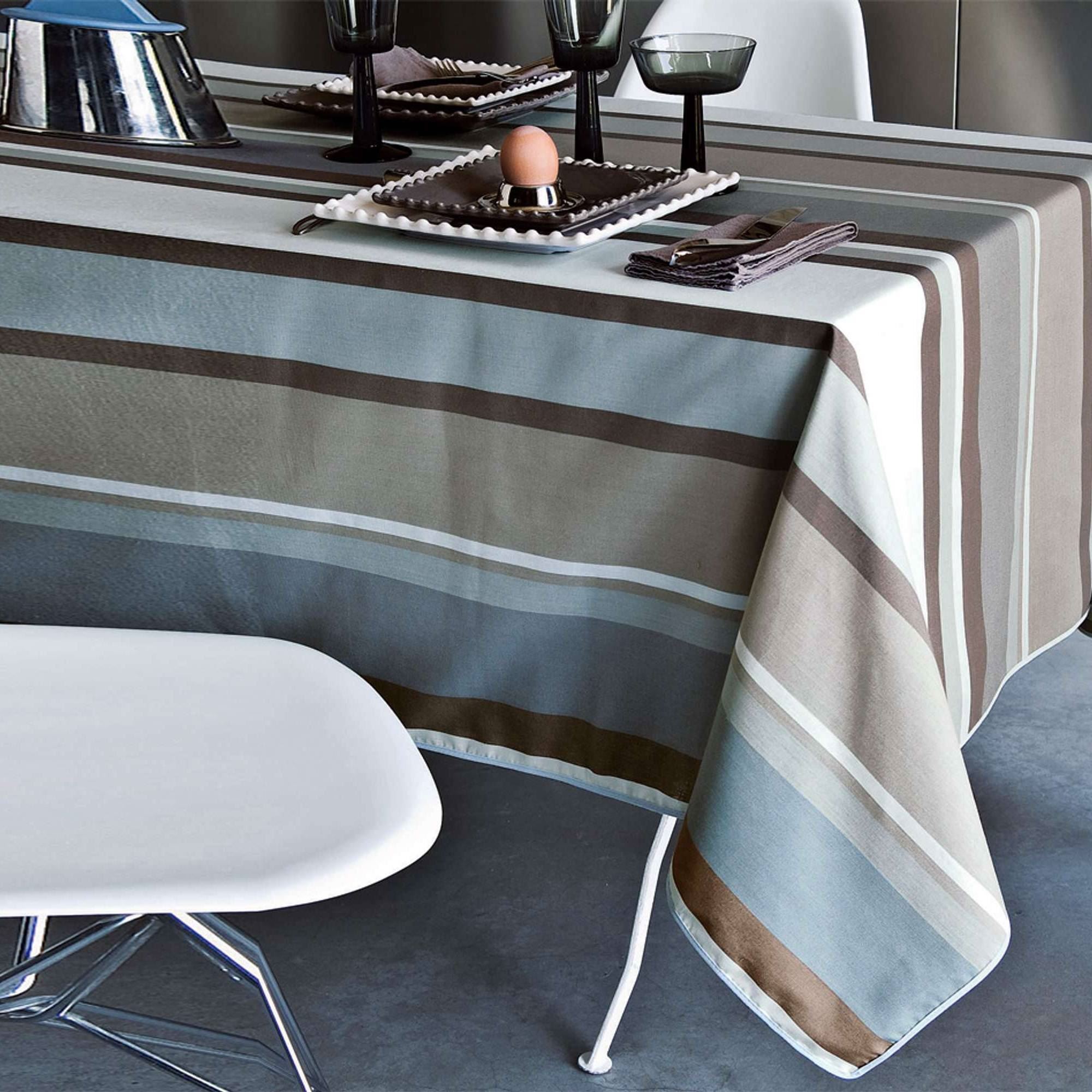 Nappe ronde bleu grisé en coton 150x150 Nappe ronde bleu grisé en coton 150x150