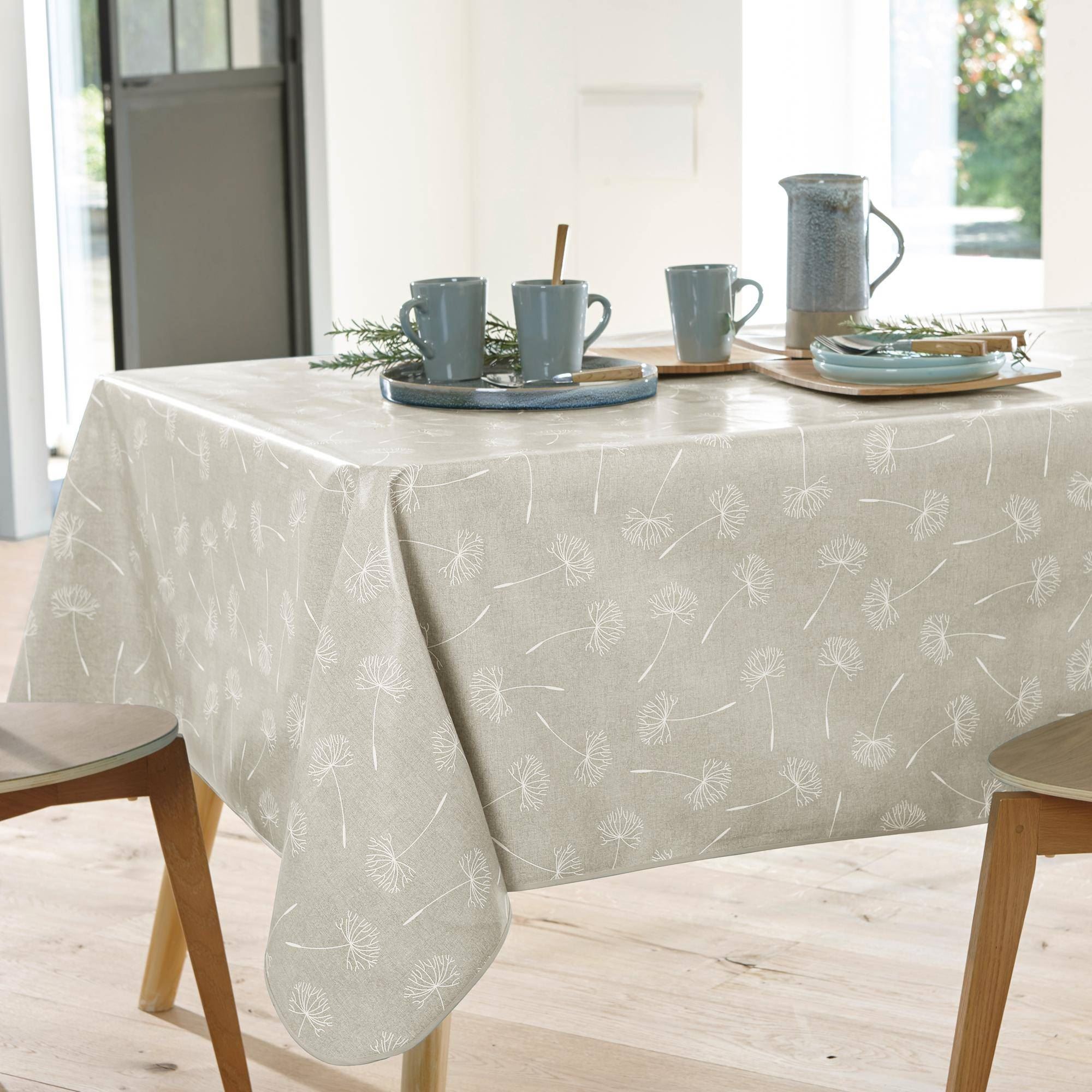 Nappe rectangulaire gris perle en à motifs 138x160 Nappe rectangulaire gris perle en à motifs 138x160