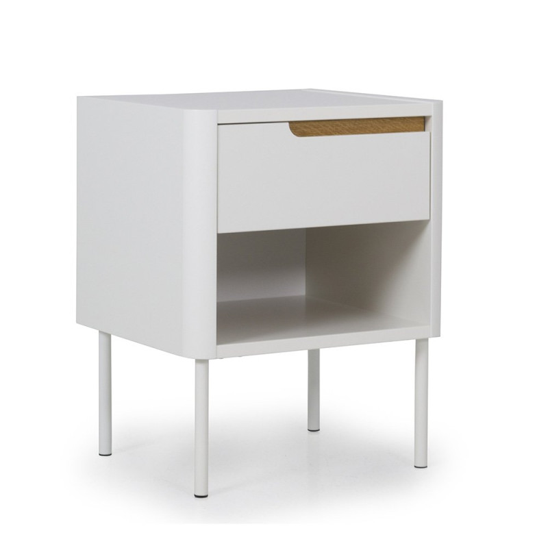 Table de chevet contemporaine avec tiroir Blanc