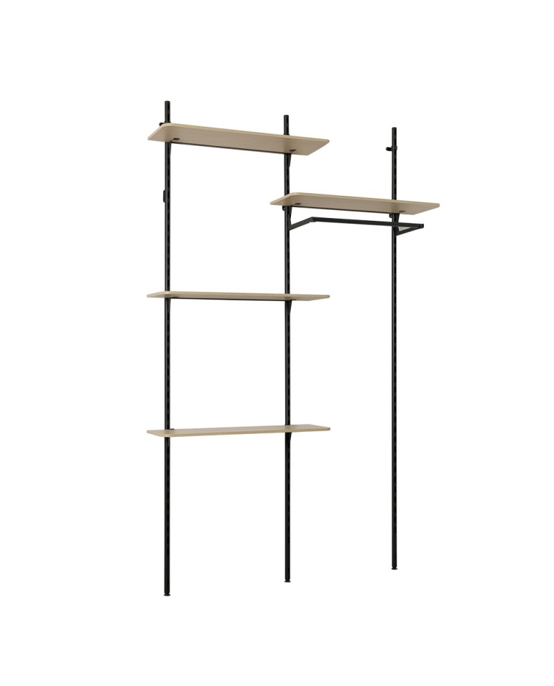 Dressing modulable avec 4 tablettes (L80) et barre penderie (photo) Dressing modulable avec 4 tablettes (L80) et barre penderie