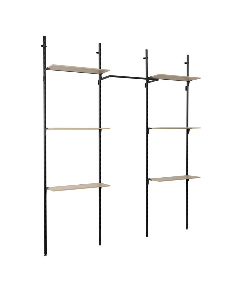 Dressing modulable avec 6 tablettes (L60) et barre penderie (photo) Dressing modulable avec 6 tablettes (L60) et barre penderie