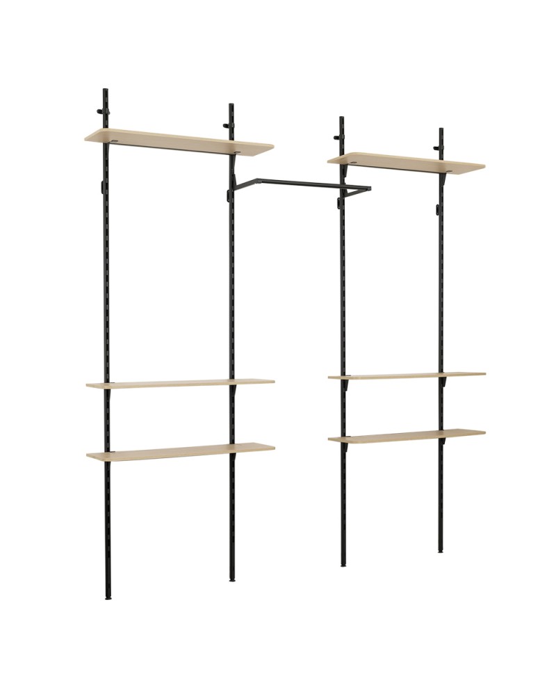 Dressing modulable avec 6 tablettes (L80) et barre penderie (photo) Dressing modulable avec 6 tablettes (L80) et barre penderie