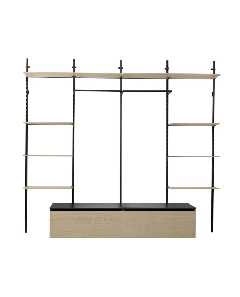 Dressing modulable avec 10 tablettes (L60), caisson et barre penderie (photo) Dressing modulable avec 10 tablettes (L60), caisson et barre penderie