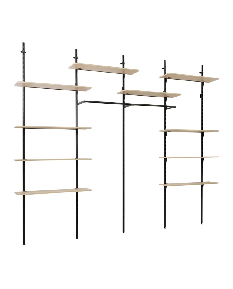 Dressing modulable avec 10 tablettes (L80) et barre penderie (photo) Dressing modulable avec 10 tablettes (L80) et barre penderie