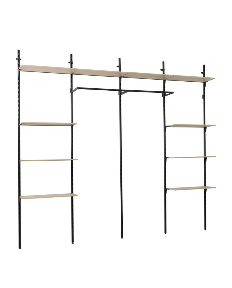 Dressing modulable avec 10 tablettes (L60) et barre penderie (photo) Dressing modulable avec 10 tablettes (L60) et barre penderie
