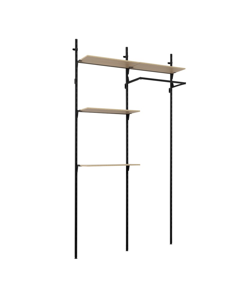 Dressing modulable avec 4 tablettes (L60) et barre penderie (photo) Dressing modulable avec 4 tablettes (L60) et barre penderie