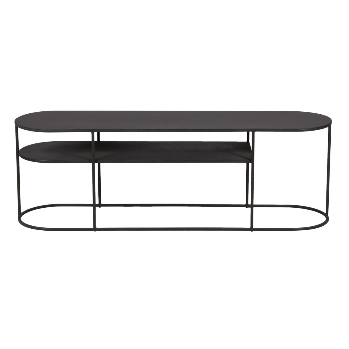 Table basse en mÃ©tal noir ovale 120 cm
