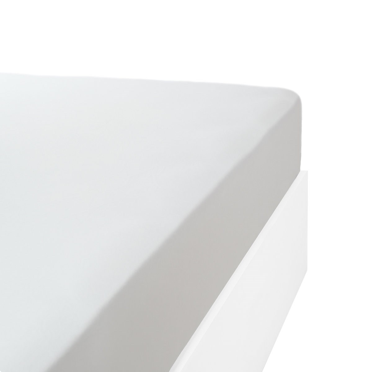 Drap housse jersey extensible en coton blanc 140x200 cm Drap housse jersey extensible en coton blanc 140x200 cm