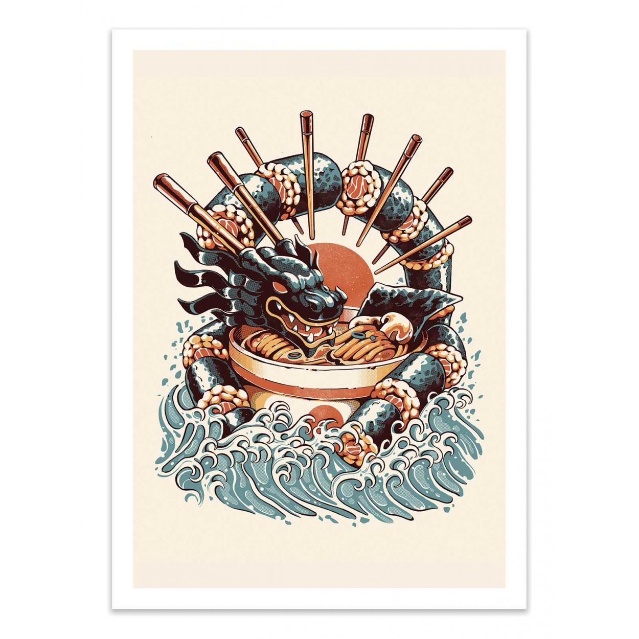 SUSHI AND RAMEN DRAGON - Affiche d'art 50 x 70 cm SUSHI AND RAMEN DRAGON - Affiche d'art 50 x 70 cm
