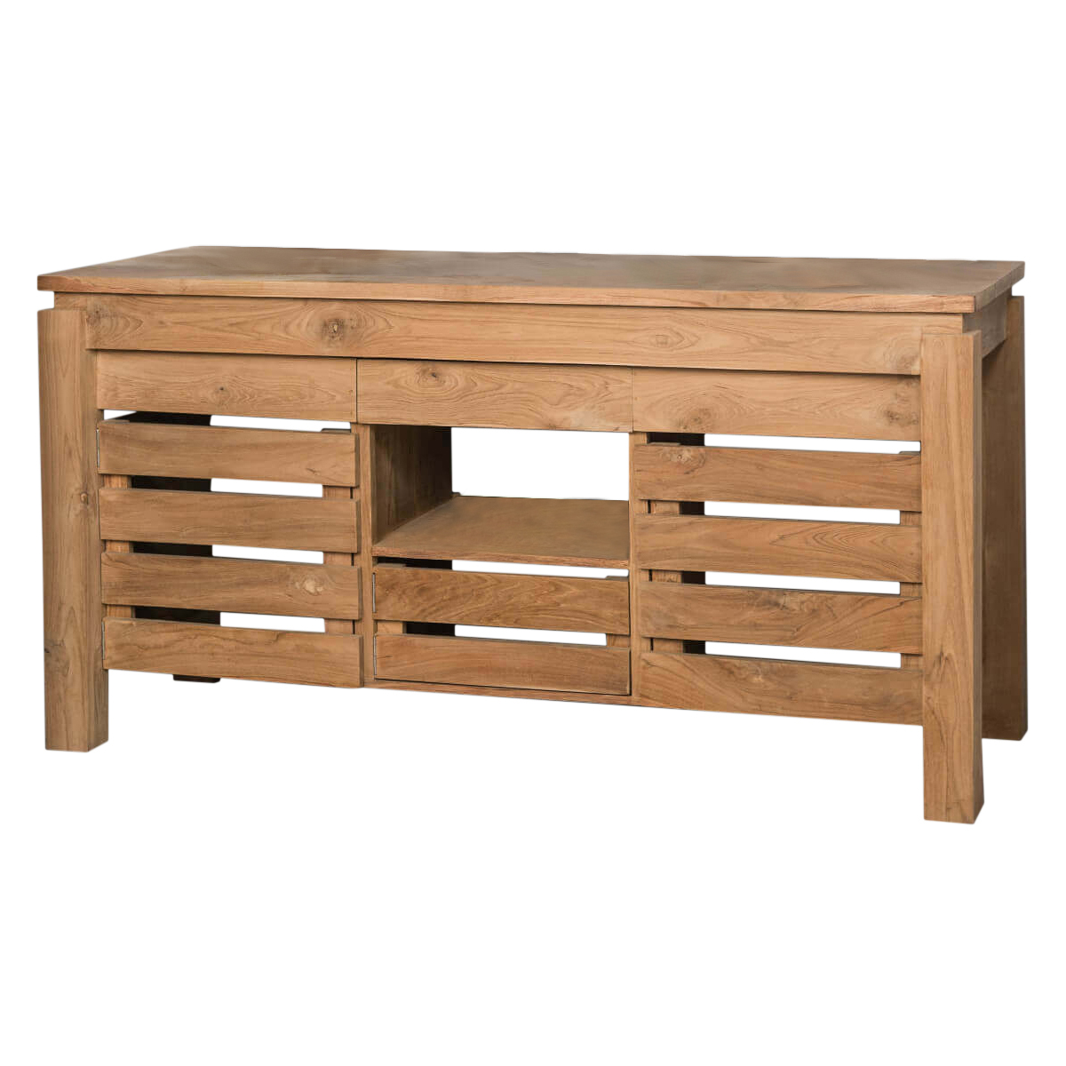 Meuble de salle de bain en teck 2 portes 1 tiroir L145cm Meuble de salle de bain en teck 2 portes 1 tiroir L145cm