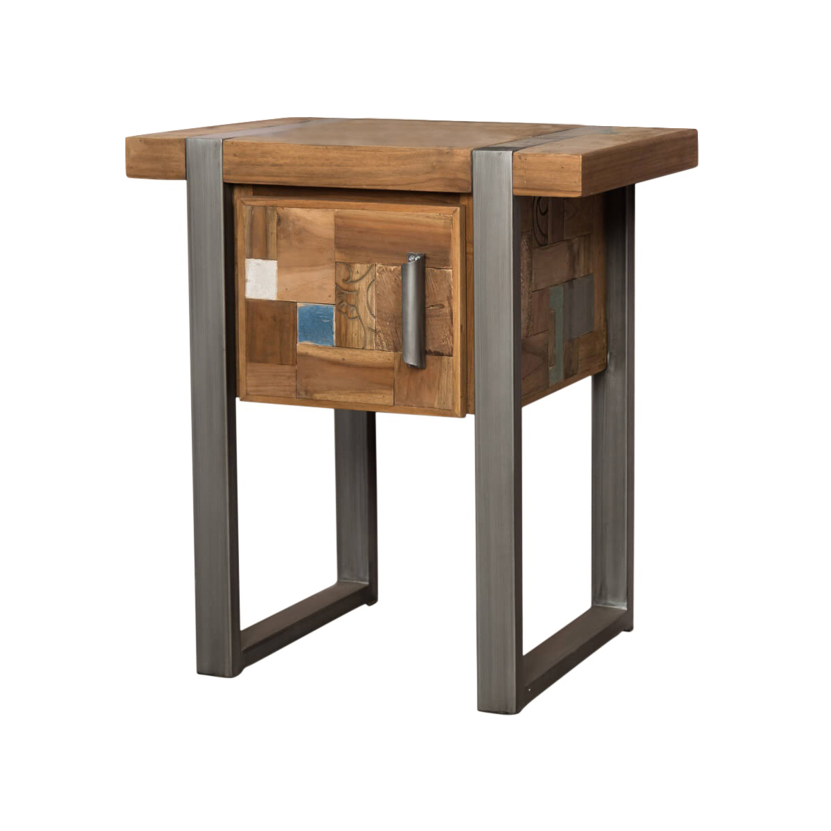 Meuble sous vasque en teck recyclé et métal L70cm Meuble sous vasque en teck recyclé et métal L70cm