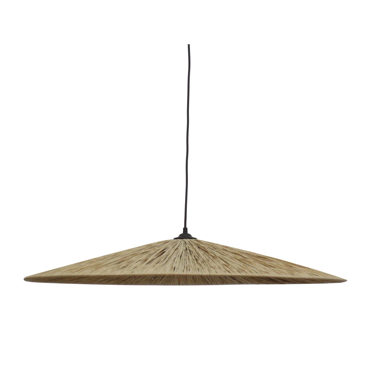 Suspension en métal noir et raphia naturel diamètre 75cm Suspension en métal noir et raphia naturel diamètre 75cm