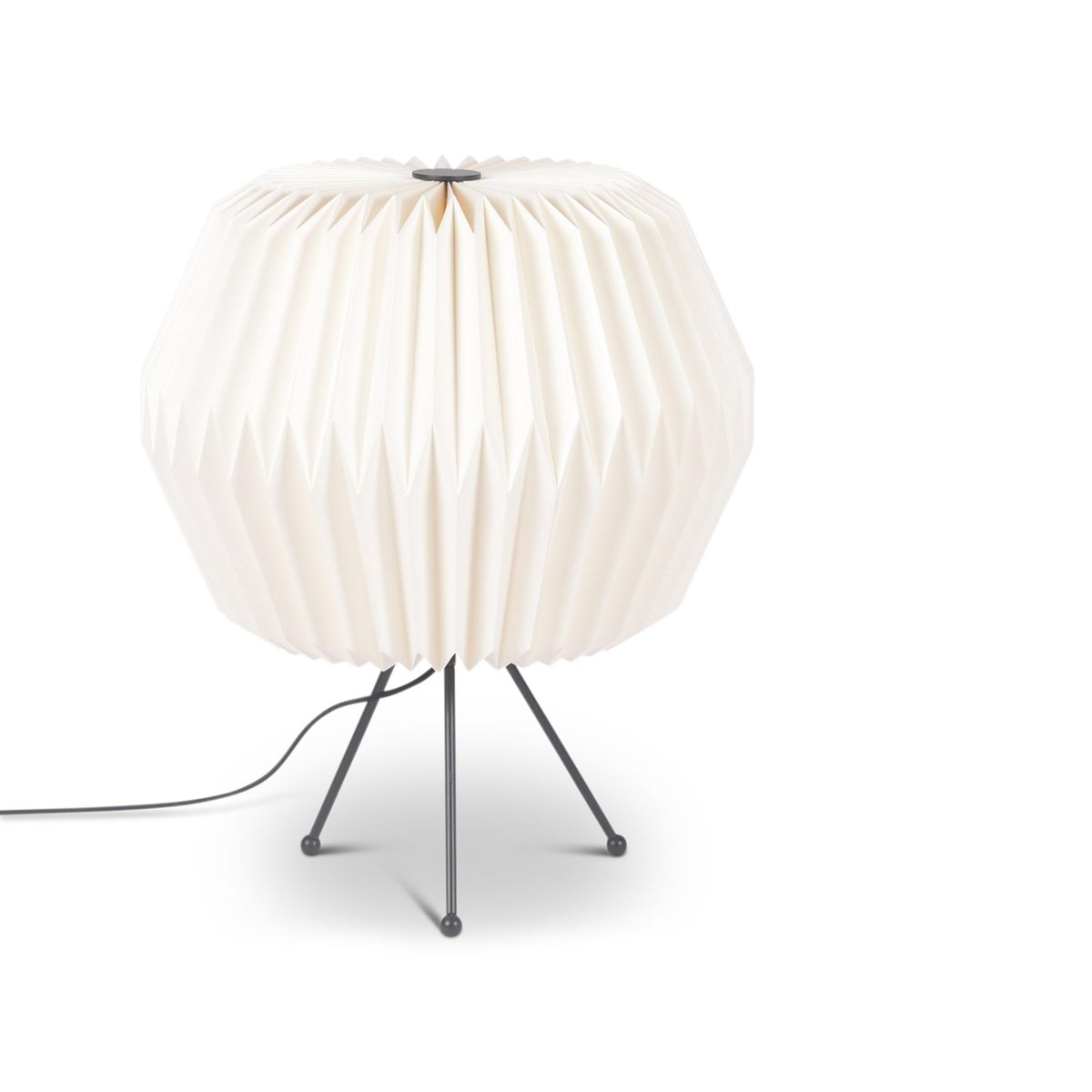 Lampe en papier origami blanche ronde (photo) Lampe en papier origami blanche ronde