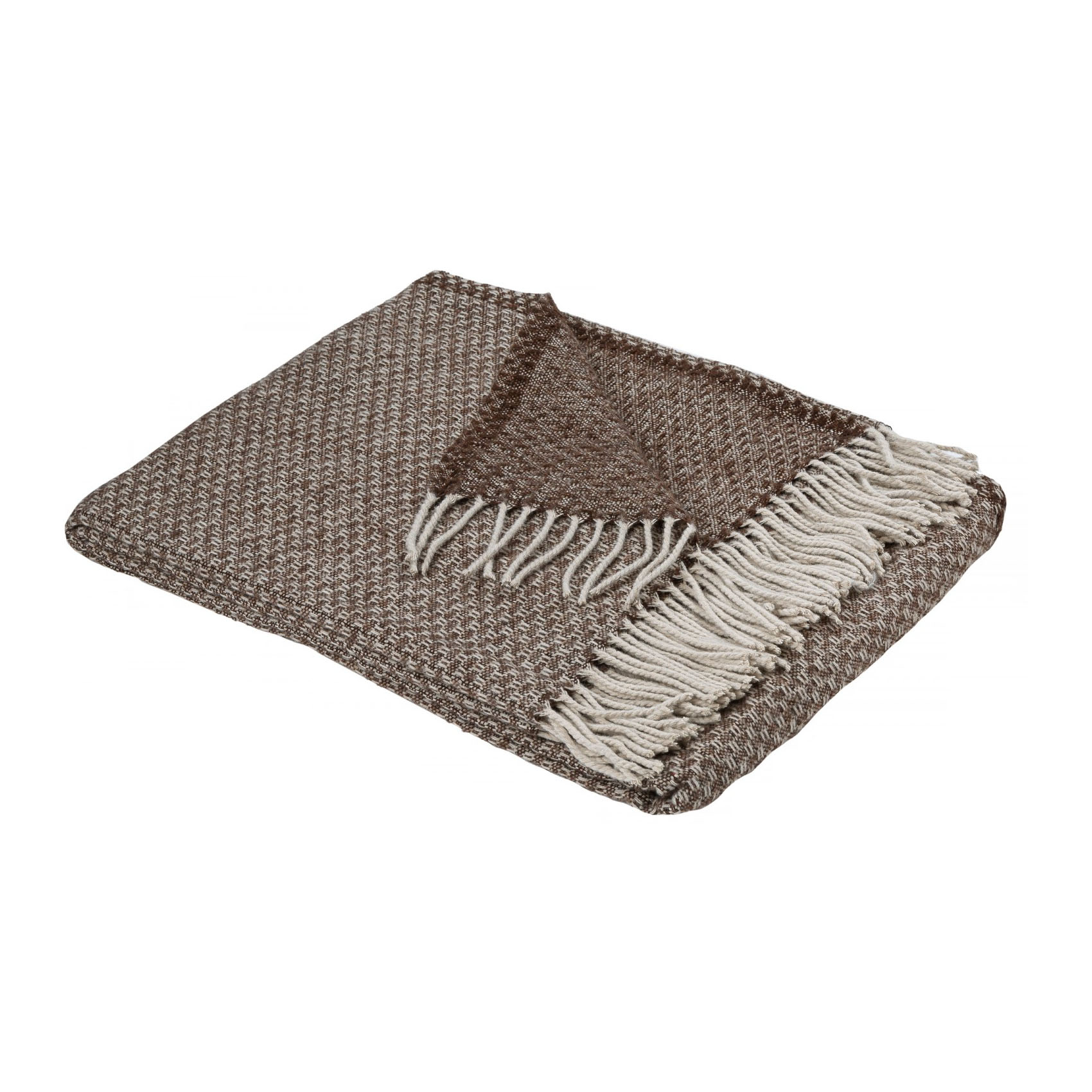 Plaid en mélange de matière laine tabac 170x130 (photo) Plaid en mélange de matière laine tabac 170x130