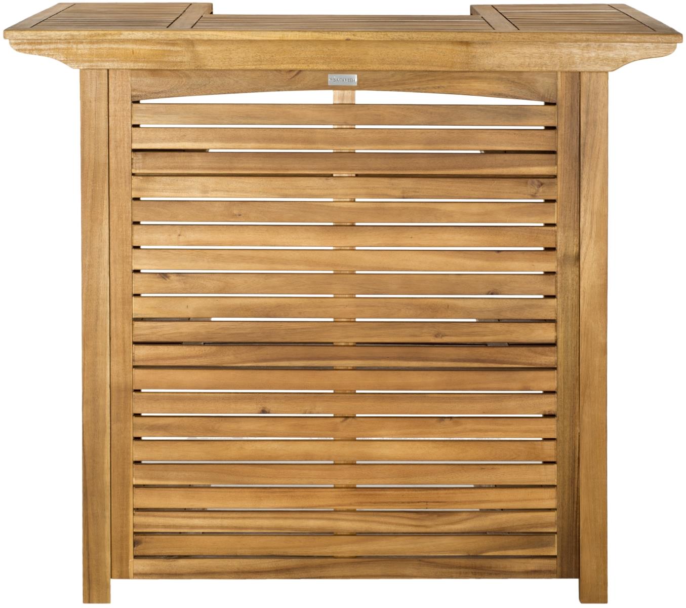Table de bar intérieur/extérieur en acier et bois d'acacia marron
