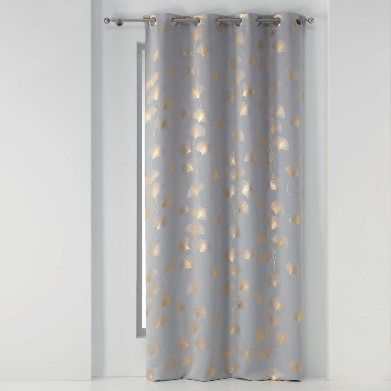 Rideau occultant imprimé doré polyester gris/or 240x135 Rideau occultant imprimé doré polyester gris/or 240x135
