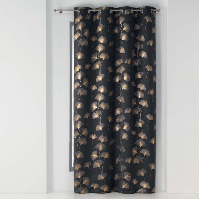 Rideau occultant imprimé doré polyester anthracite/or 240x135 Rideau occultant imprimé doré polyester anthracite/or 240x135
