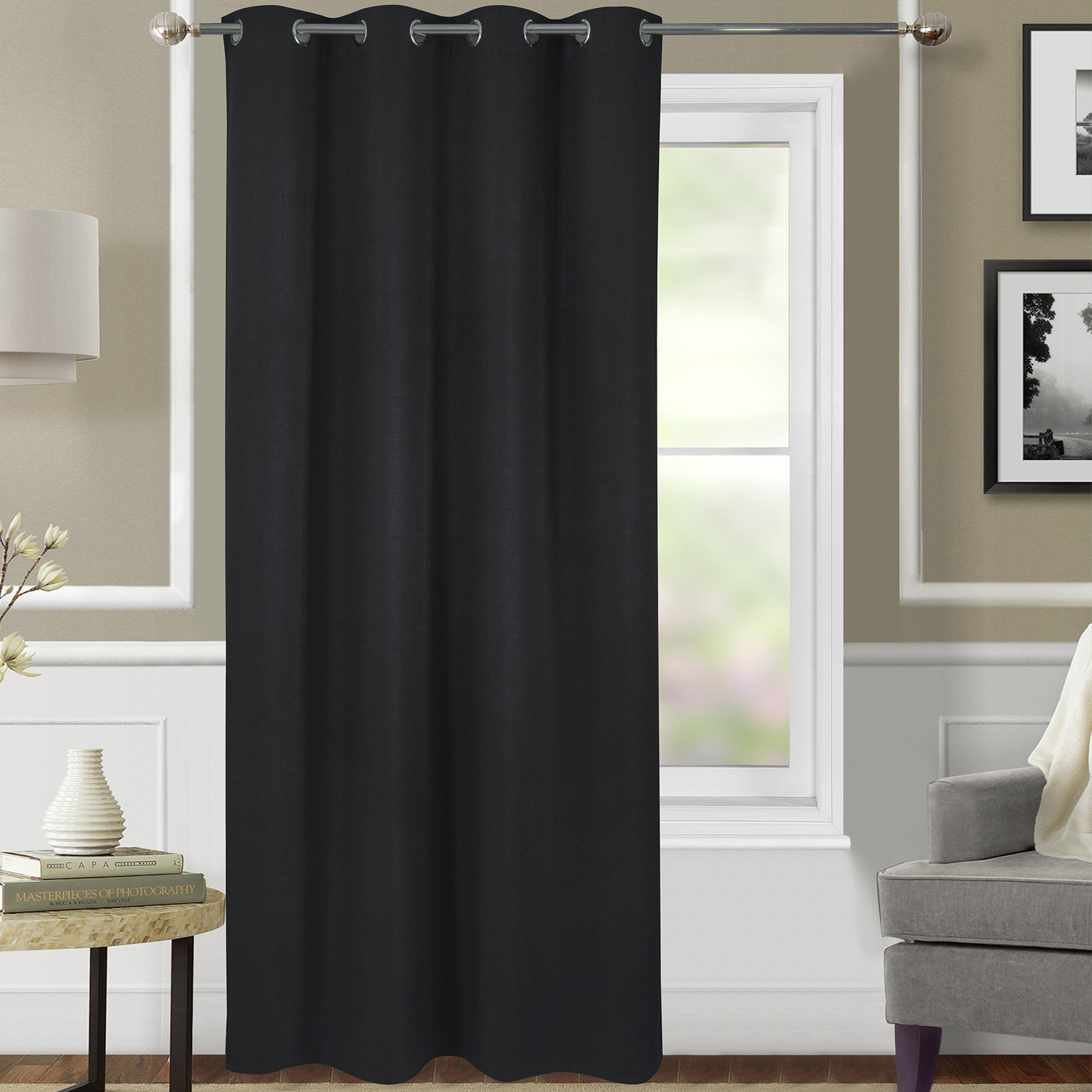 Rideau uni occultant et thermique occultant noir 260x140 Rideau uni occultant et thermique occultant noir 260x140