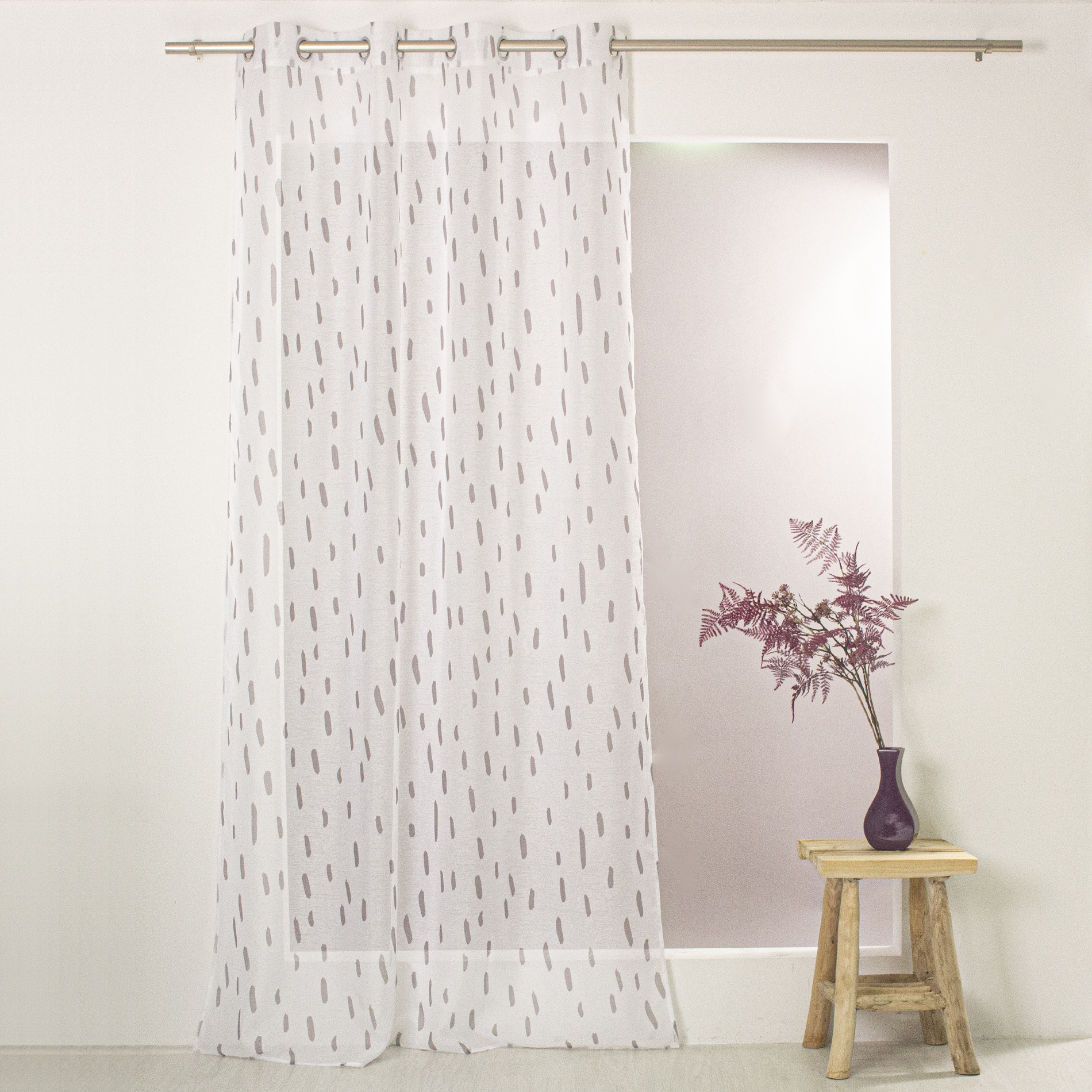 Voilage à œillets imprimé menphis polyester marron glacé 240x140 (photo) Voilage à œillets imprimé menphis polyester marron glacé 240x140