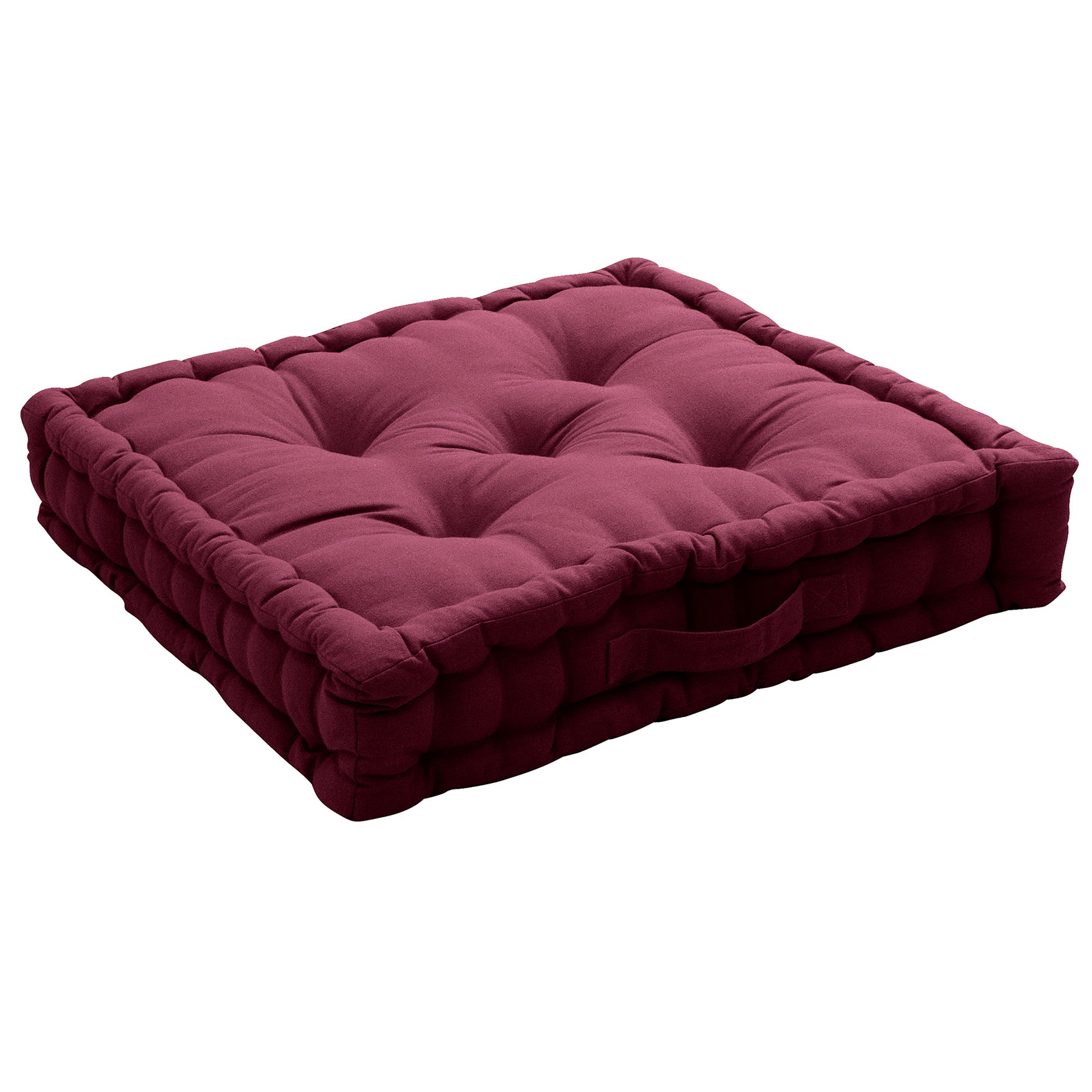 Coussin de sol uni en pur coton coton bourgogne 50x50 Coussin de sol uni en pur coton coton bourgogne 50x50